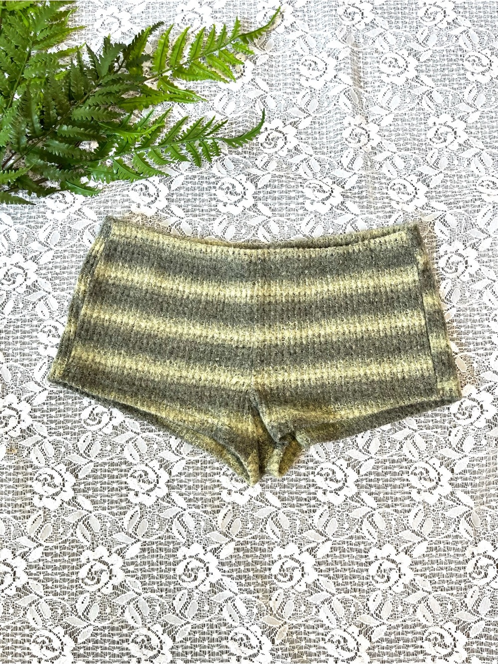 SHEIN Fluffy Off Green Soft Short Shorts